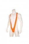 CHOUBAGUAI Combinaison sexy pour homme avec bretelles en V - Lingerie sexy - String - Orange - Taille unique