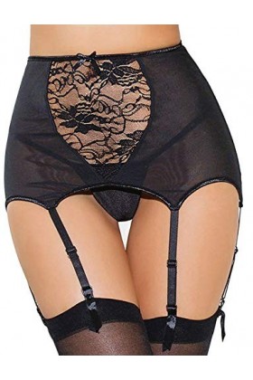 Yummy Bee - Porte-Jarretelles Guêpière Taille Haute Dentelle Parure Lingerie G String Grande Taille 36-46 Noir, 40-42 