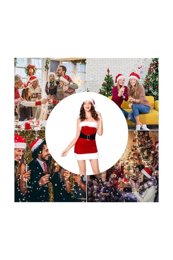 ulapithi fête Noël sexy | Cosplay Robe Sexy Ensemble Père Noël,Mini robes épaules dénudées avec chapeau et couvre-pieds, Noël