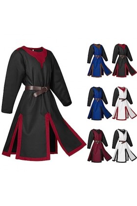 Gefomuofe Gilet médiéval pour homme - Lilas - Costume médiéval - Tunique dHalloween - Chemise à lacets - Pirates - Sans manc