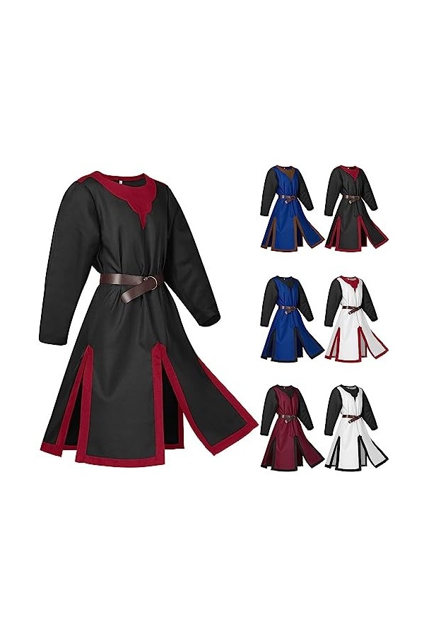 Gefomuofe Gilet médiéval pour homme - Lilas - Costume médiéval - Tunique dHalloween - Chemise à lacets - Pirates - Sans manc