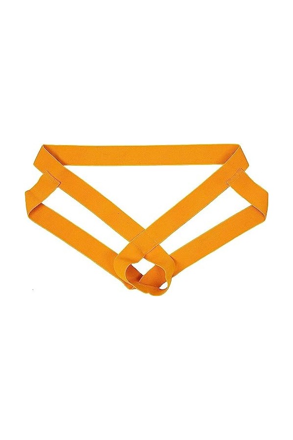 ELizoop Hommes Sexy String String Creux Poche De Gonflement Sous-vêtements Athlétique Taille Basse Slip Sous-vêtements Jaune