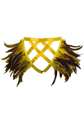 JMMHSS Plus Size Feather harnais garter longes garter High Size bas danse vêtements accessoires pour femme Orange - jaune 