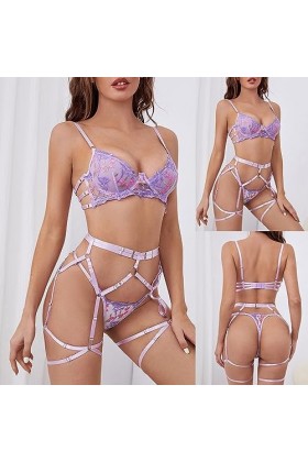 Kitty Lingerie de de Fleurs de sous-vêtements Amusants pour Femmes Voir à Travers lensemble de sous-vêtements Sexy Creux Lin