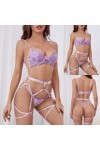 Kitty Lingerie de de Fleurs de sous-vêtements Amusants pour Femmes Voir à Travers lensemble de sous-vêtements Sexy Creux Lin