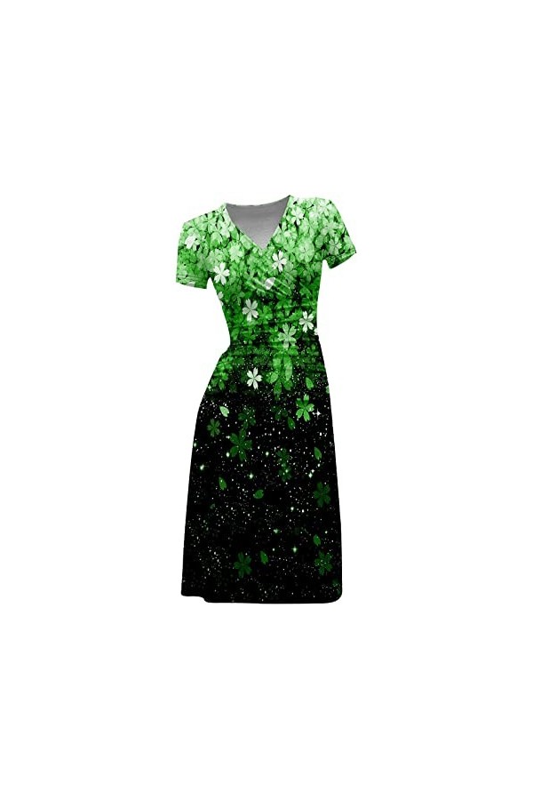 Déguisement Asiatique élégante à Manches Courtes et col Rond pour Femmes Robes New Look Green, M 