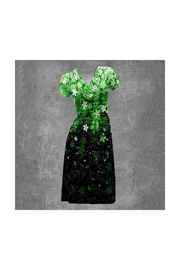 Déguisement Asiatique élégante à Manches Courtes et col Rond pour Femmes Robes New Look Green, M 