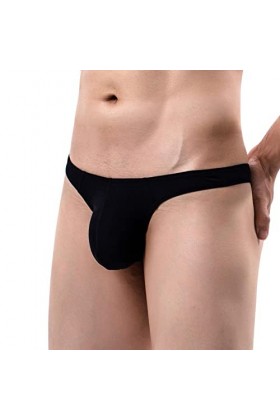 WEITING Sexy Hommes String sous-Vêtements Ultra-Mince Taille Basse Slip T-Back Voir à Travers Culotte Mâle G String-Noir,XXL