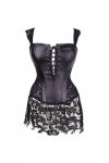 CUTeFiorino Sexy Lingerie Sexy Femme Sous-Vêtements Sans Manches Dos Nu Dentelle Courte Corset Lingerie avec Chaînes, Noir , 