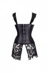 CUTeFiorino Sexy Lingerie Sexy Femme Sous-Vêtements Sans Manches Dos Nu Dentelle Courte Corset Lingerie avec Chaînes, Noir , 