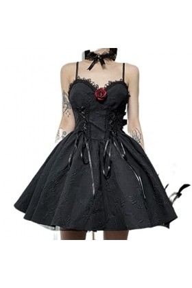 Gothique Mesh Voir à Travers Sexy A-Ligne Robes Halloween Grunge Jacquard Dentelle Ourlet Partywear Lolita Mignon Femmes Robe
