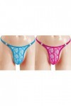Anzhee Lot de 2 strings en dentelle pour homme sexy string pour homme, Bleu + rose rouge, taille unique