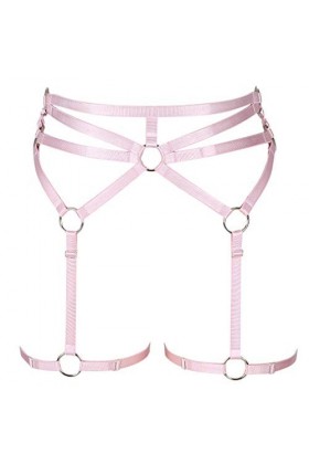 BBOHSS Femmes Harnais de Corps Punk Porte-Jarretelles Ceinture Lingerie Cuisse Bas Gothique Carnaval Accessoires 1 Rose 