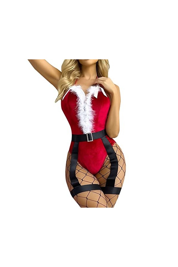 Corsage pour femme - Festival - Nœud - Noël - Dos nu - Lingerie ouverte - Lingerie de Noël - Lingerie sexy pour femme - Pour 