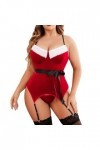 Fulidngzg Costume de Noël sexy pour femme - Body rouge sexy - Sous-vêtements de Noël - Lingerie sexy pour sexe de Noël - Nuis
