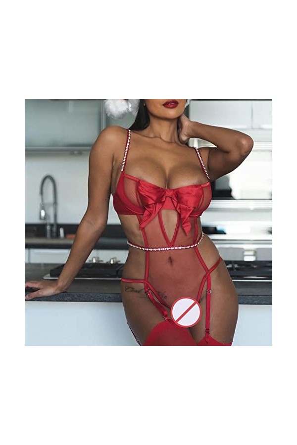 Générique Robe de Noël Femme Sexy Lingerie Coquine Combinaison Femme Sexy Lingerie Femme Classe Costumes Sexy Femme Body Sexy