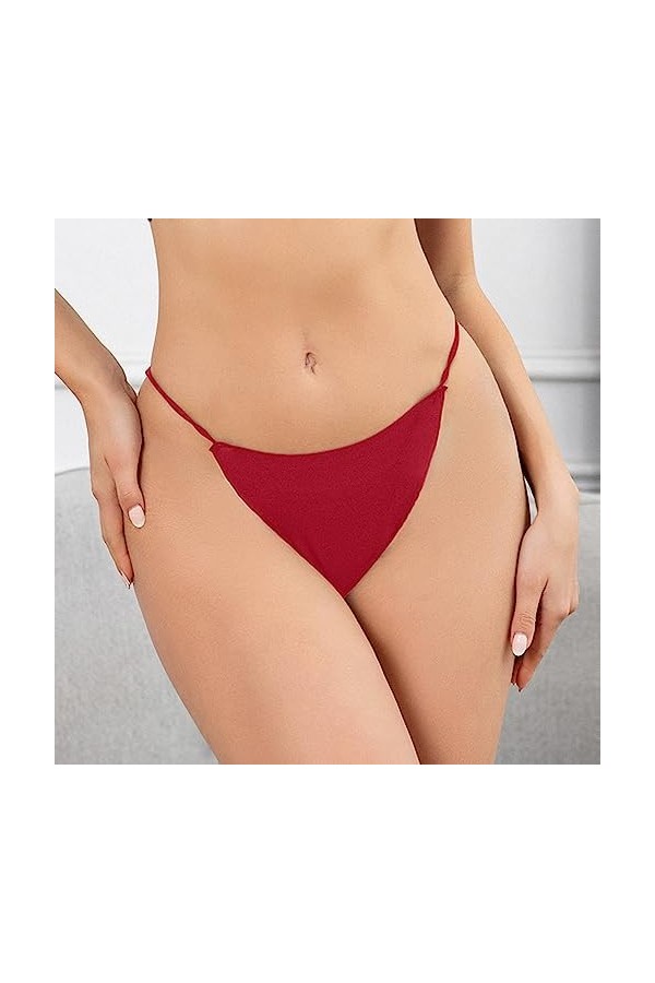 Briskorry G String Tangas pour femme Sous-vêtements menstruels post-partum coupe haute, rouge, XXL