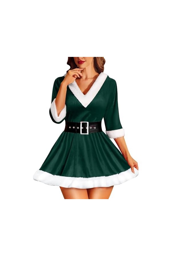 Pdakieyxnd sous-Vetements de Noël Feminins Sexy Rouge Noir Body Hot Coquin Lingerie Valentin Chaud Érotique Dentelle Féminin 