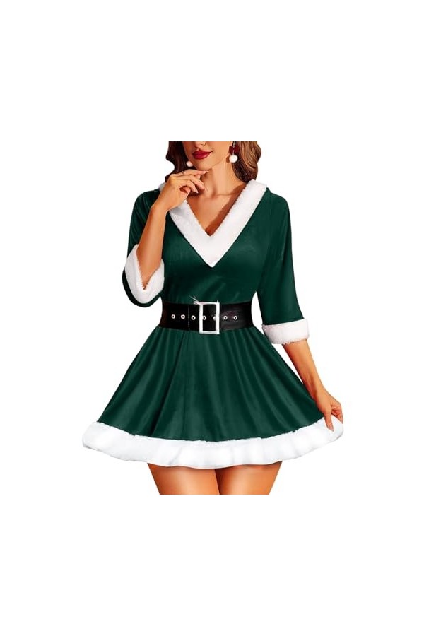 Pdakieyxnd sous-Vetements de Noël Feminins Sexy Rouge Noir Body Hot Coquin Lingerie Valentin Chaud Érotique Dentelle Féminin 