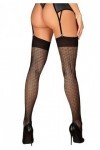 Obsessive Bas porte-jarretelles en résille avec motif, Noir , taille unique