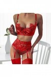 liaddkv Dentelle Sous-vêtements Couture Cils Pyjama Sexy Femme Lingerie Sexy Noir Rouge, rouge, S