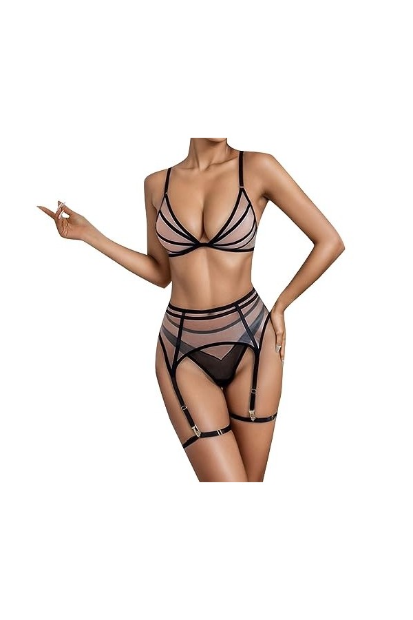 Ciseau Lingère Triangle de Couture de Fil de Maille Sexy pour Femmes de sous-vêtements Sexy Déguisement Sexy Black, L 