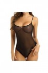 SHANHE Body Lingerie Sexy Femme Sheer Mesh Strap Backless Teddy Bear Body Sheer Underwear-Black,M