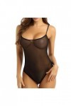 SHANHE Body Lingerie Sexy Femme Sheer Mesh Strap Backless Teddy Bear Body Sheer Underwear-Black,M