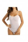 SHANHE Body Lingerie Sexy Femme Sheer Mesh Strap Backless Teddy Bear Body Sheer Underwear-White,S