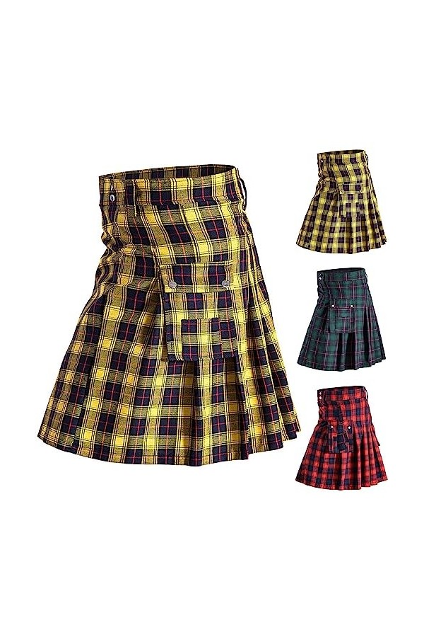 Kilt - Jupe écossaise pour homme - Couleur unie - Tartan - Style vintage - Style rétro - Style vintage - Style rétro - Style 
