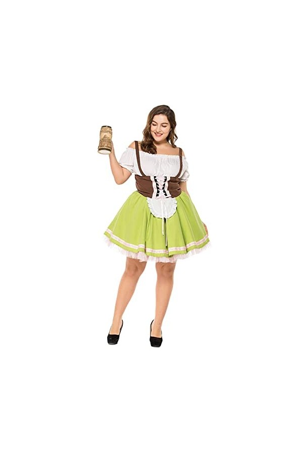 TWIOIOVE Costume de cosplay pour femme - Sexy - Costume de fête de la bière - Costume de cosplay - Costume de carnaval - Vert