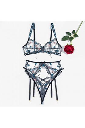 Sous Vetements Feminins Sexy Hot Jarretière en dentelle brodée de sous-vêtements sexy amusants pour femmes avec anneau en aci