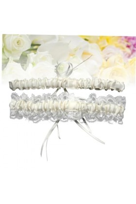 Abaodam Accessoires De Mariée Mariage Porte-Jarretelles Nœud Papillon Jarretière Blanche La Mariée