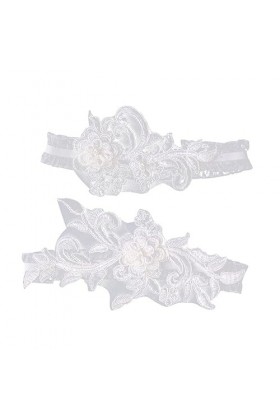SOIMISS 2 Pièces 1 Ensemble Bijoux Floraux Fleur Bijoux Jarretières pour La Mariée Bande De Jambe De Mariage Blanc Jarretière