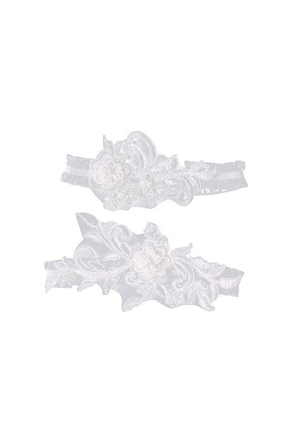 SOIMISS 2 Pièces 1 Ensemble Bijoux Floraux Fleur Bijoux Jarretières pour La Mariée Bande De Jambe De Mariage Blanc Jarretière