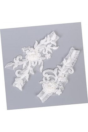 SOIMISS 2 Pièces 1 Ensemble Bijoux Floraux Fleur Bijoux Jarretières pour La Mariée Bande De Jambe De Mariage Blanc Jarretière