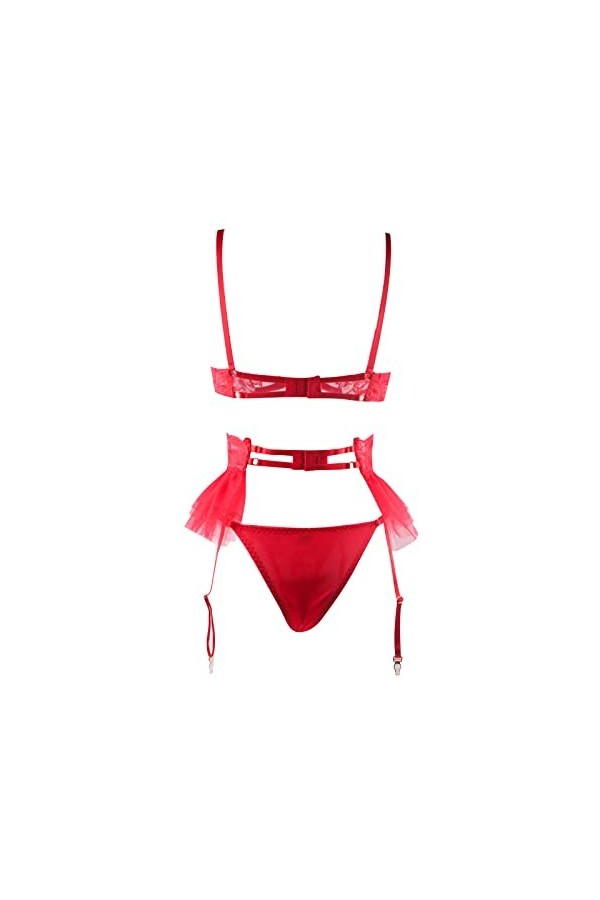 Lingerie Femme Sexy Ensemble Homme Sexy Hot y*2k Femmes Sexy Dentelle Florale Couleur Assortie avec Anneau en Acier Soutien-G