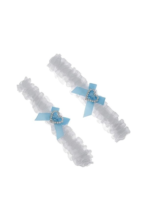 SOIMISS Jarretière en Dentelle De Mariée 2 Pièces Jarretière Bleue Jarretière Blanche Dames Costumes Accessoires pour Femmes 