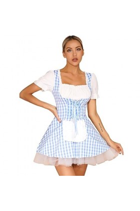 Jowowha Femme Costume Soubrette Lingerie de Nuit Sexy Déguisement Femme de Ménage Servante Maid Manga Robe Evasée Babydoll Ha