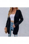 Gefomuofe Cardigan à manches longues pour femme - Léger - Léger - Lâche - Manches boléro - Veste dété légère, Noir , M