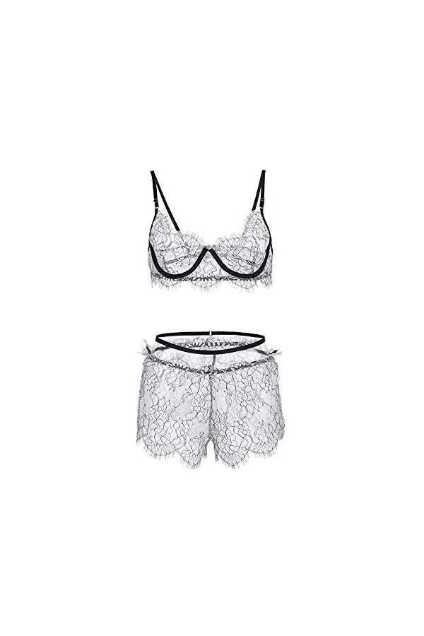 Nuisette Femme Erothiqu Ensemble Soutien Gorge et String Sexy Lingerie Sexy Ensemble Dentelle Vêtements De Nuit Ensemble Ling