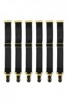 Satini Réglable Métal Clip Large Porte-jarretelles Ceinture Lingerie Sangles Noir - Or, 6 Sangles 