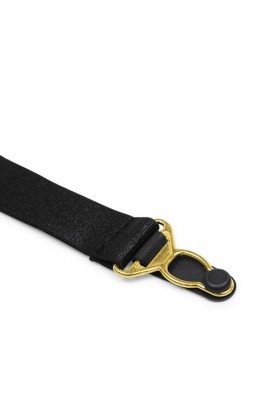 Satini Réglable Métal Clip Large Porte-jarretelles Ceinture Lingerie Sangles Noir - Or, 6 Sangles 