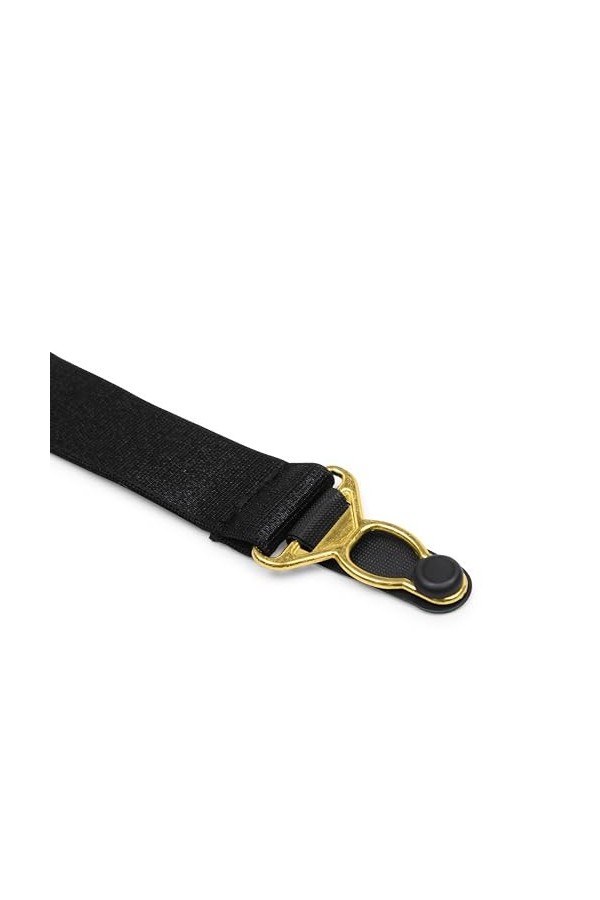 Satini Réglable Métal Clip Large Porte-jarretelles Ceinture Lingerie Sangles Noir - Or, 6 Sangles 