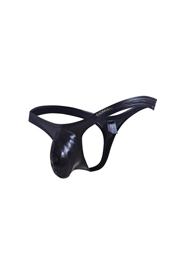 Homme Mode sous-vêtement en Cuir Verni Souples Bulge Pouch Slip Bikini Briefs Ouvert Taille Basse Lingerie