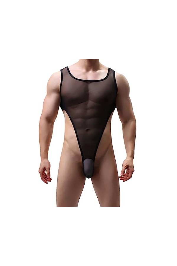 LKRSEEF Ouverte Mankini Homme Erotique Sexy Hot Boxer Elephant Moulant Chic String Transparent Slip Kangourou Bonbon Body Fic