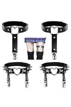 Elastique Porte Jarretelle, 4Pcs Harnais Ceintures de Jambe avec Clips, Gothique Jarretelles Anneau de Jambe, Jarretelles de 