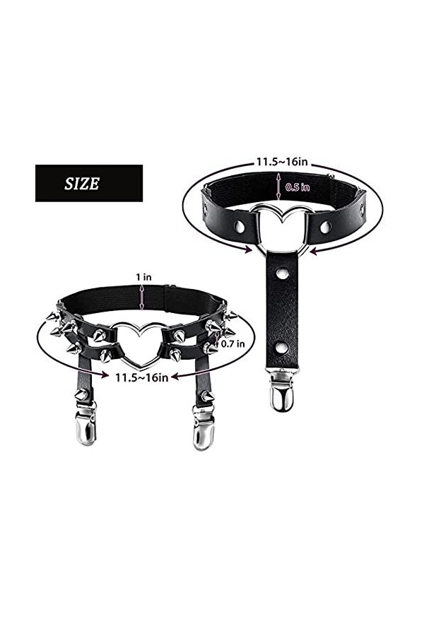 Elastique Porte Jarretelle, 4Pcs Harnais Ceintures de Jambe avec Clips, Gothique Jarretelles Anneau de Jambe, Jarretelles de 