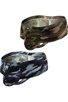 iKingsky String en Cuir épais pour Homme Camouflage Brasil Back sous-vêtements XXL, Pack de 2 