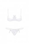 Lingerie Sexy Hot Chaude Ensemble De sous-Vêtements en Dentelle Bretelles Spaghetti Seins Exposés,Blanc,L